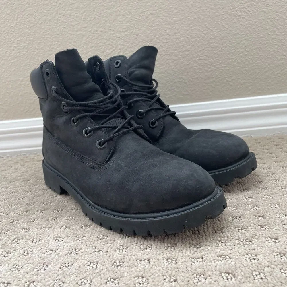 Timberland 12907 6-Inch Classic Boots Kids 7‎ Black Leather WATERPROOF Primaloft
